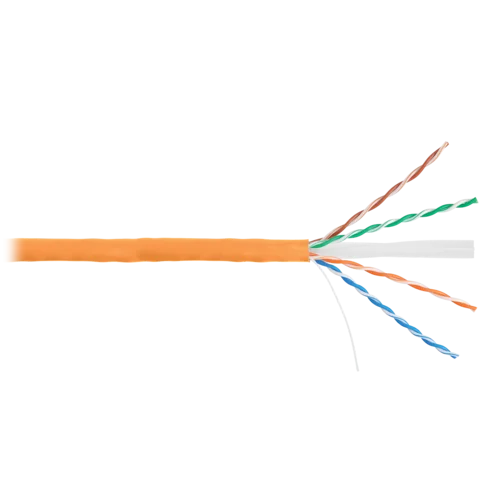 Кабель NIKOLAN U/UTP 4 пары, Кат.6 (Класс E), тест по ISO/IEC, 250МГц, одножильный, BC (чистая медь), 24AWG (0,53мм), внутренний, LSZH нг(А)-HFLTx